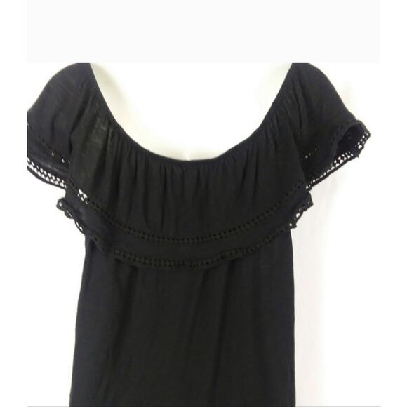 Old Navy Women's Black Eyelet Ruffle Off The Shoulder Round Neck Pullover Blouse - Picture 1 of 6